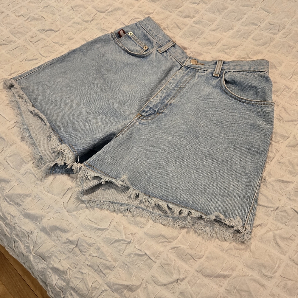 Vintage Gitano High‑Waisted Denim Shorts Frayed Hem – Size 13/14